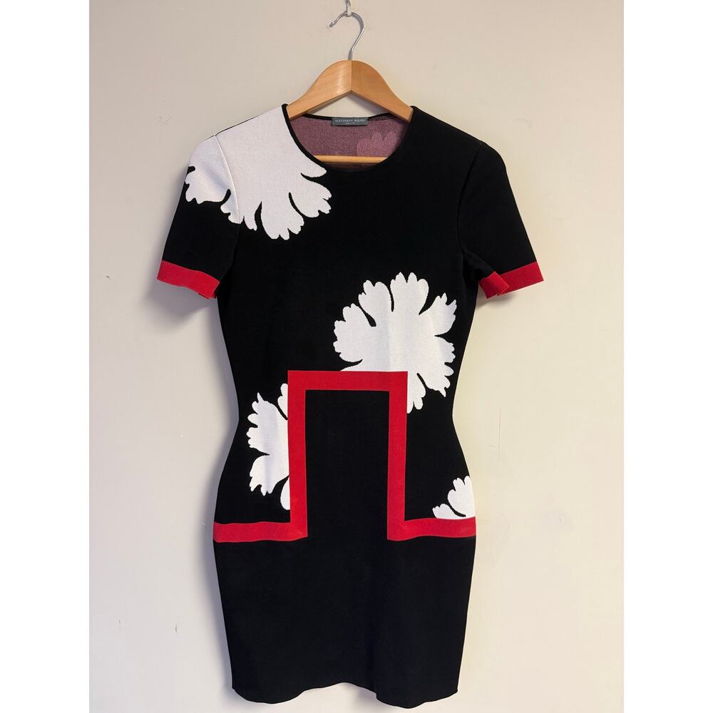 Alexander McQueen Black Floral Knit Dress